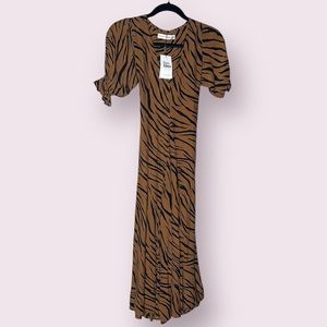 575-FAITHFULL THE BRAND Maggie Midi Dress in Kenya Animal Print